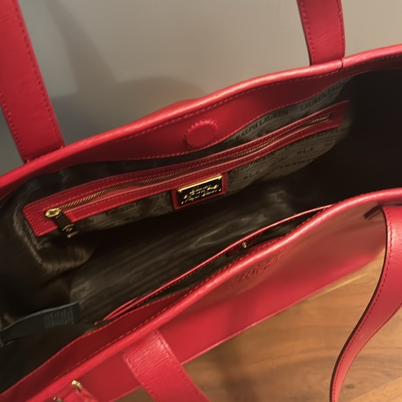 Barely used deep/ruby red Ralph Lauren Luxury leather bag - Picture 2 of 3
